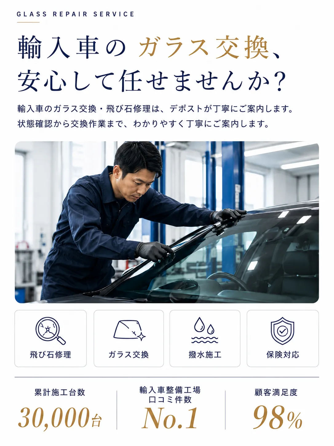 ガラス修理の車検・修理・整備・板金塗装